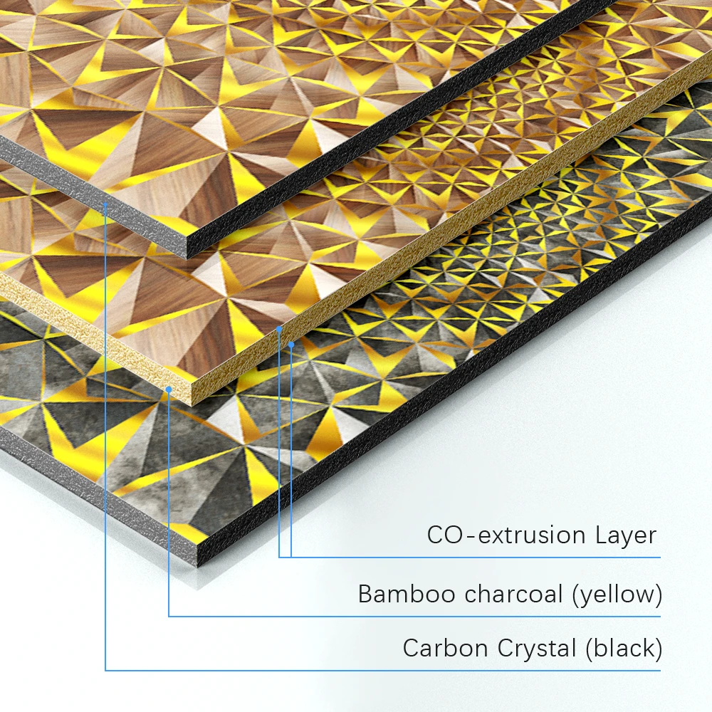 Placa de cristal de carbono, panel de pared de carb&oacute;n de bamb&uacute;, chapa de madera de aglomerado para decoraci&oacute;n del hogar