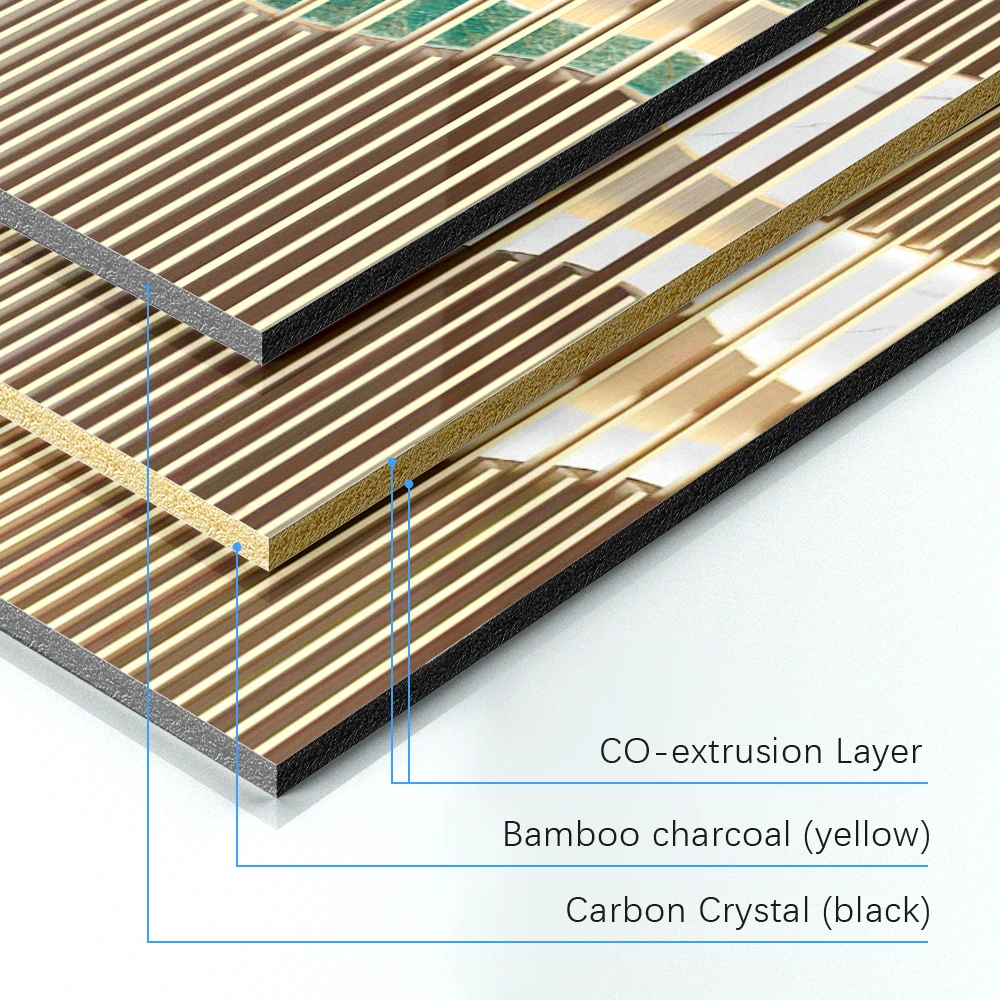 Paneles de pared de PVC a prueba de humedad: nueva textura de madera de carb&oacute;n de bamb&uacute; para uso en interiores