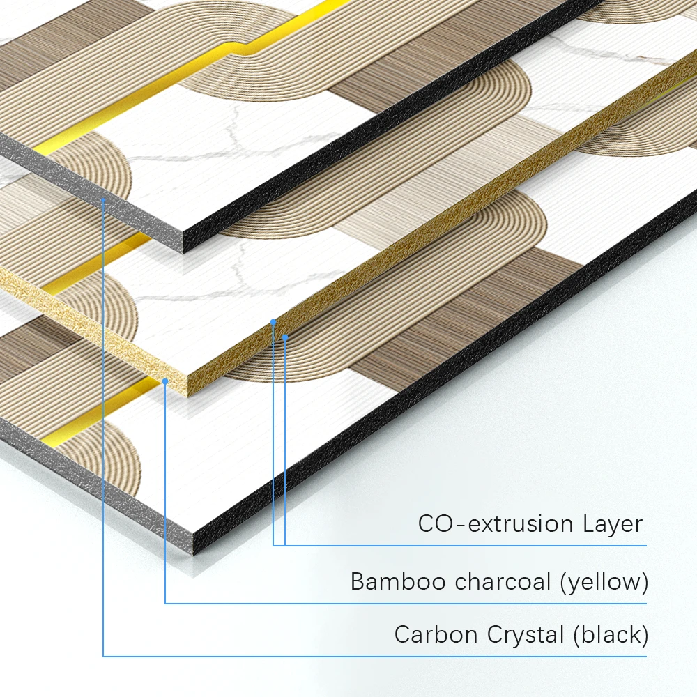 Panel de pared de listones ac&uacute;sticos de dise&ntilde;o modernoPanel de pared de cristal de carbono de carb&oacute;n de bamb&uacute; para interior de hotel Habitaci&oacute;n