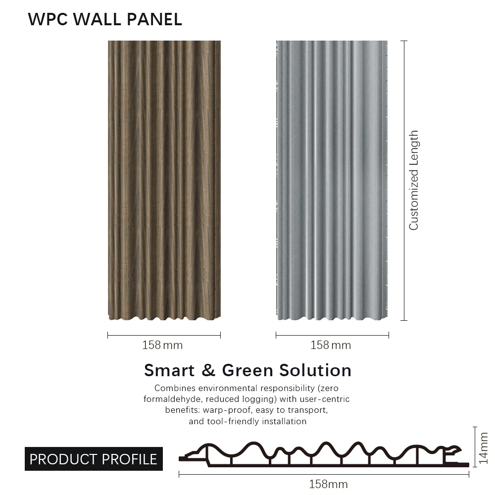 Precio de f&aacute;brica Panel de pared de WPC de dise&ntilde;o de madera ecol&oacute;gico para casa para decoraci&oacute;n de interiores