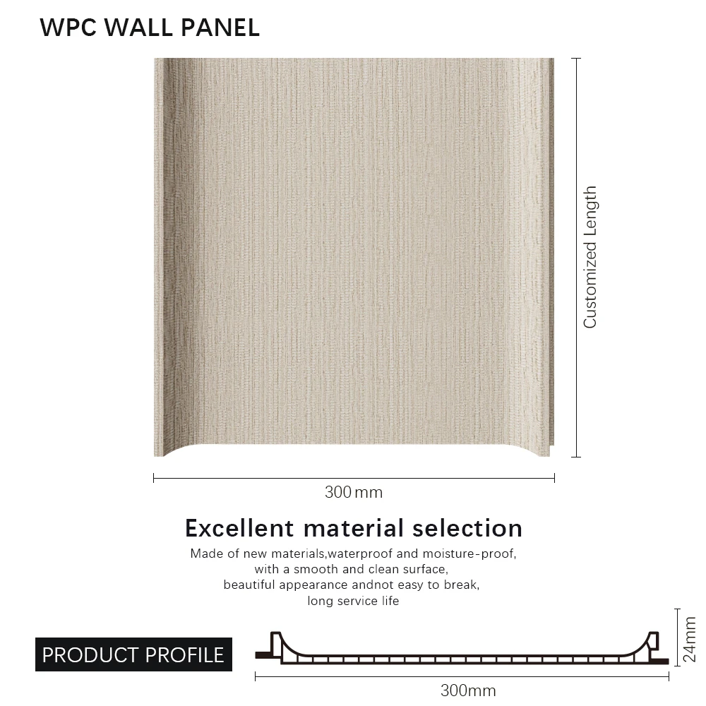 Paneles de pared interiores modernos, compuestos de madera y pl&aacute;stico impermeables, suministrados de f&aacute;brica Panel de pared decorativo de WPC para interiores de hogares
