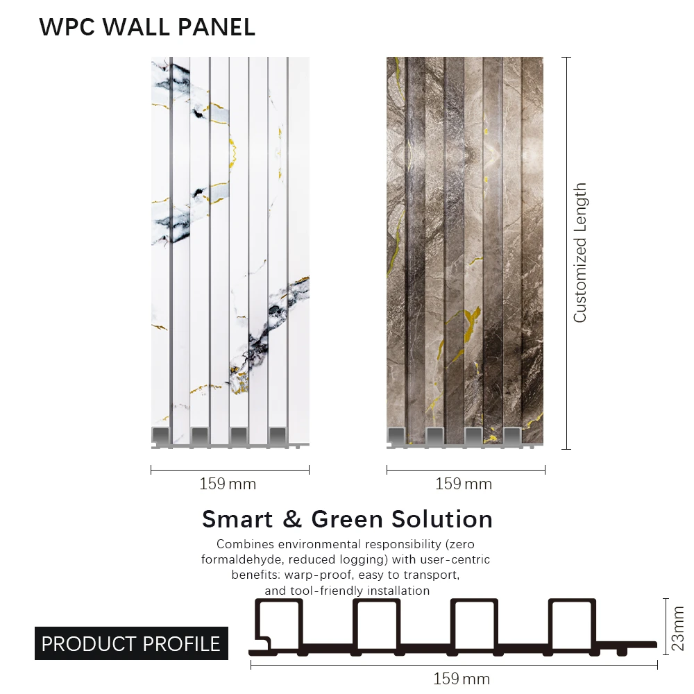 Panel de pared de WPC anti-putrefacci&oacute;n impermeable Revestimiento de pared compuesto de madera y pl&aacute;stico Decoraci&oacute;n exterior interior