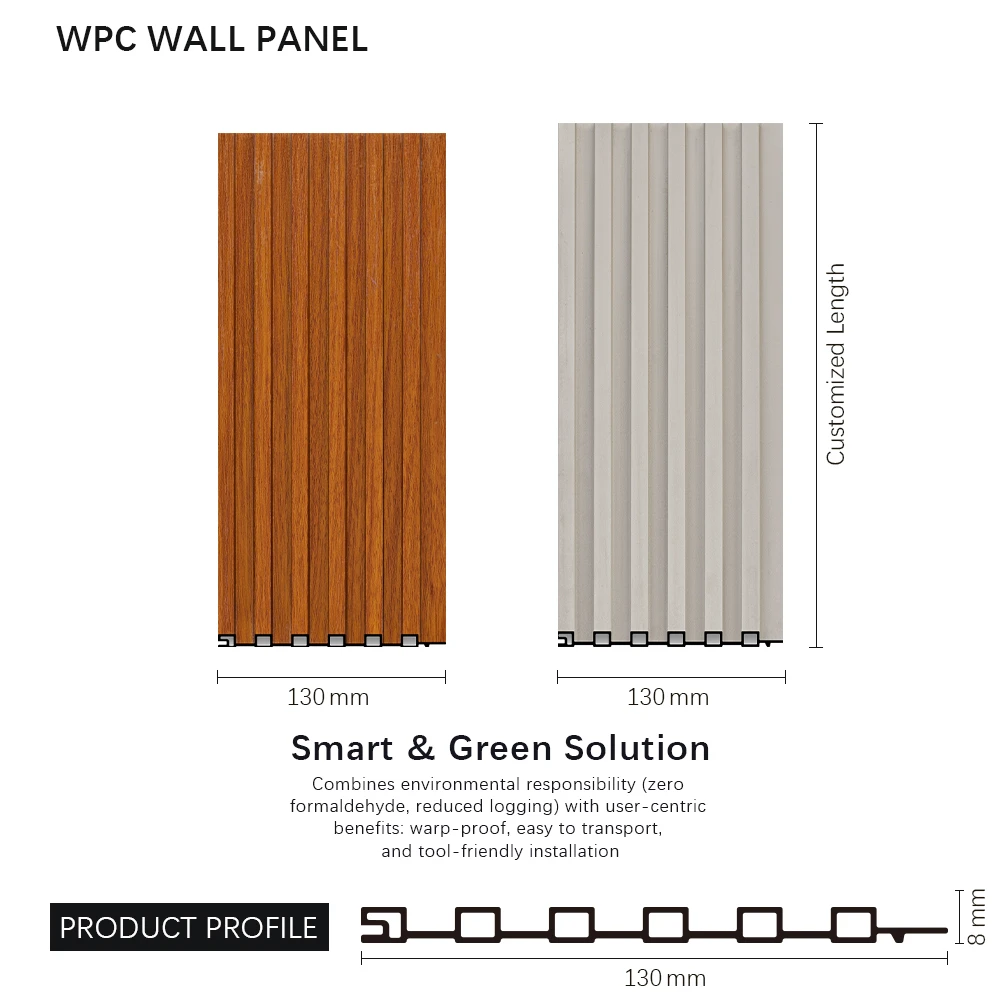 Panel de pared estriado de WPC de alta calidad para decoraci&oacute;n de casas de lujo, revestimiento de paredes interiores de f&aacute;cil instalaci&oacute;n, moderno e impermeable Antiest&aacute;tico