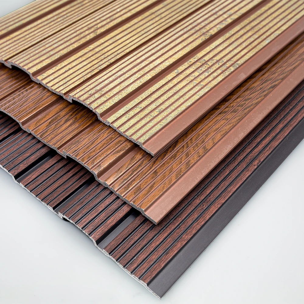 Decoraci&oacute;n de interiores Panel de pared de listones 3D Decoraci&oacute;n con ranuras Panel de pared de madera PS