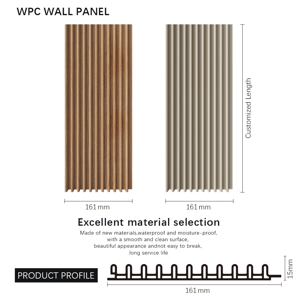 Panel de pared estriado de WPC de bamb&uacute; impermeable a prueba de humedad para decoraci&oacute;n de paredes de TV en interiores