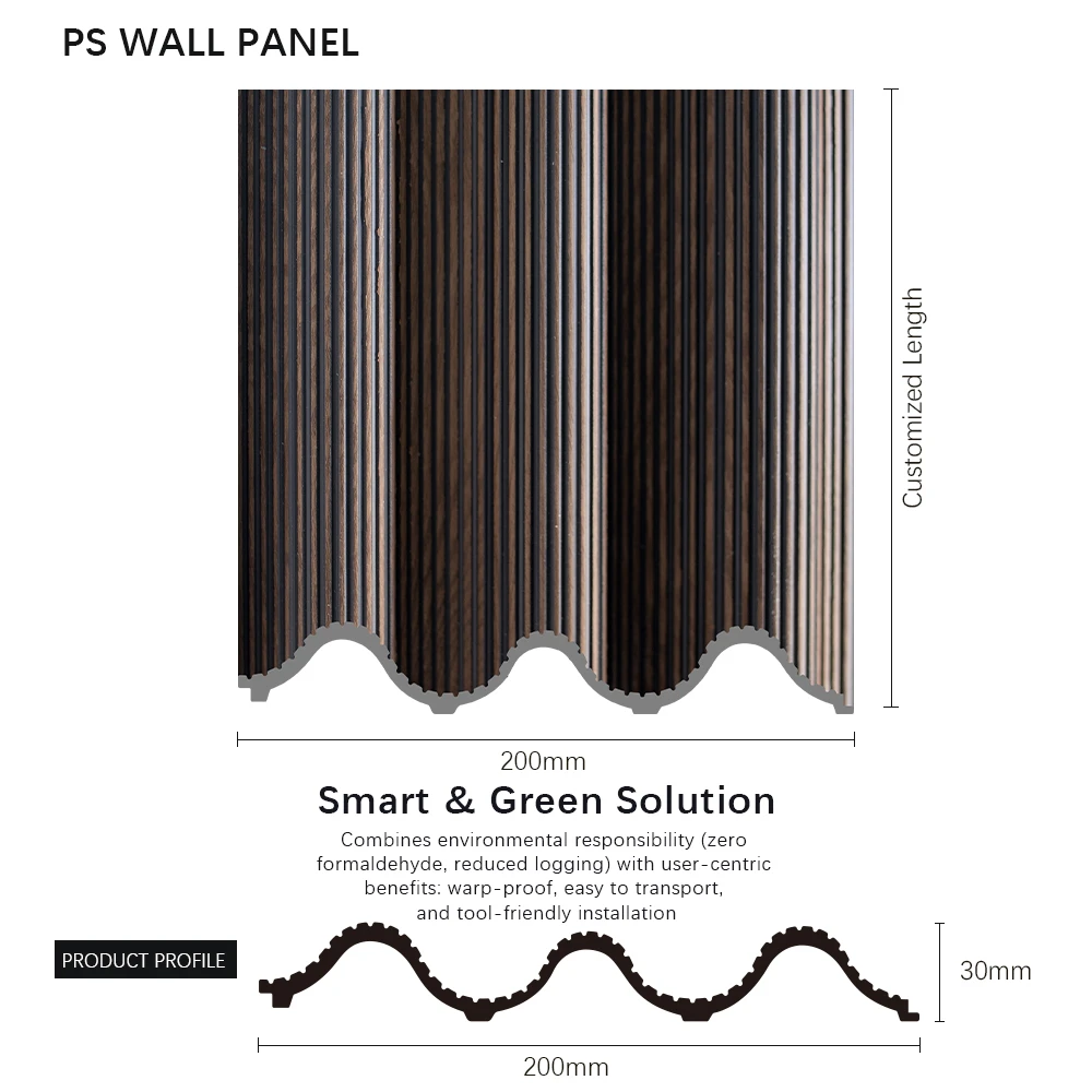 Paneles de pared interiores de PS Revestimiento de pared ecol&oacute;gico de PS impermeable para la decoraci&oacute;n del hogar