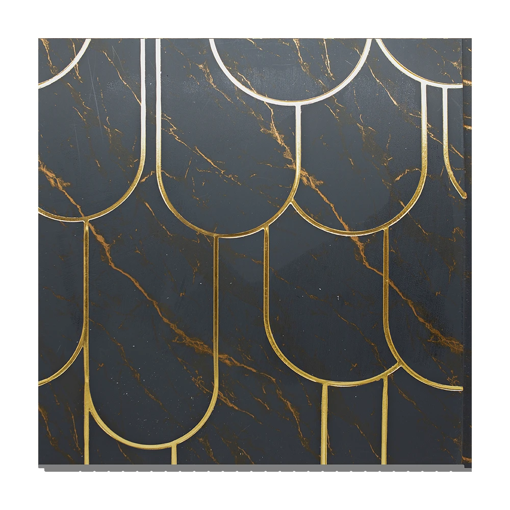 Moderno Dise&ntilde;o Panel de pared decorativo PS WPC Panel de pared de poliestireno Antiest&aacute;tico A prueba de humedad Patr&oacute;n geom&eacute;trico Hogar