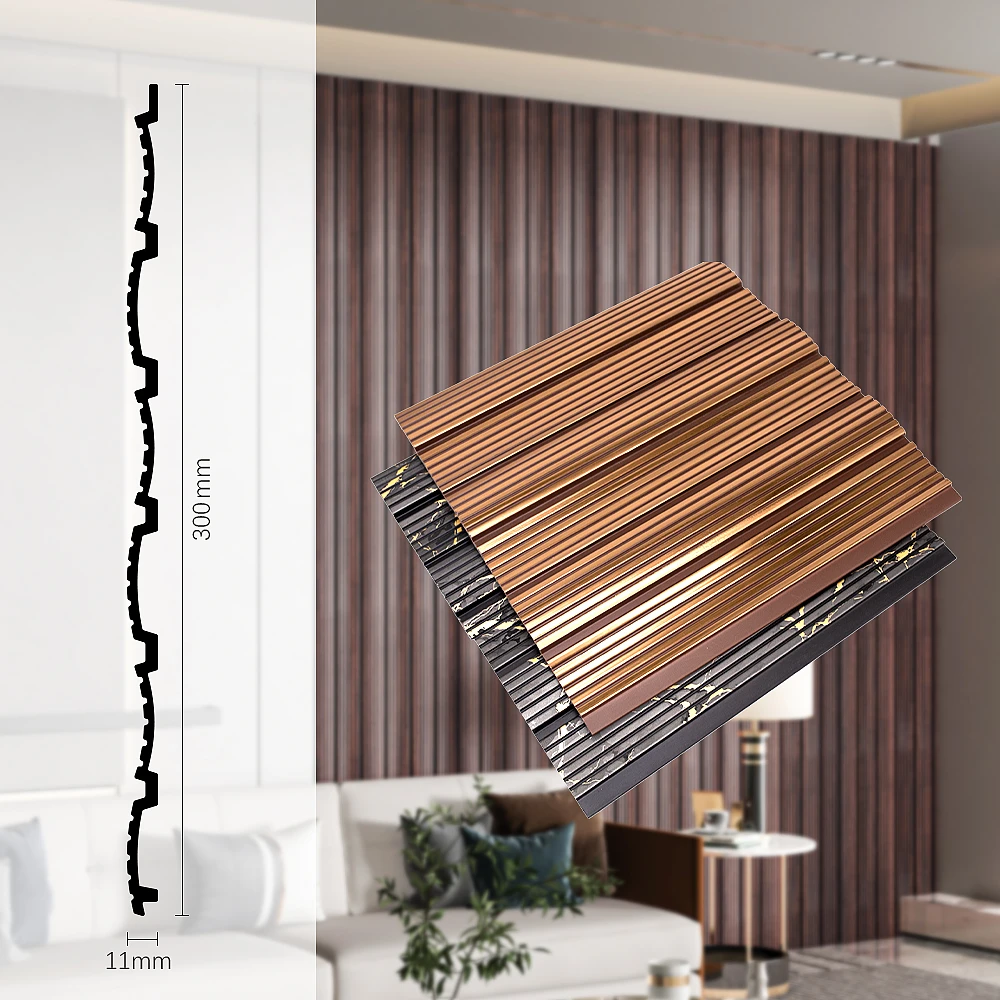 Decoraci&oacute;n de interiores Panel de pared de listones 3D Decoraci&oacute;n con ranuras Panel de pared de madera PS