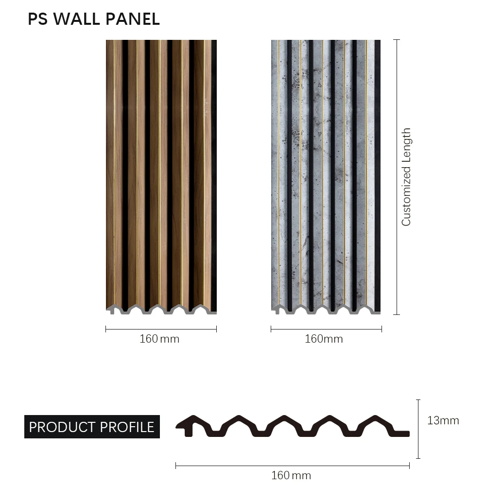 Panel de pared decorativo moderno de PS, dise&ntilde;o de pl&aacute;stico alternativo de madera y espuma polim&eacute;rica, duradero y liviano para paredes interiores