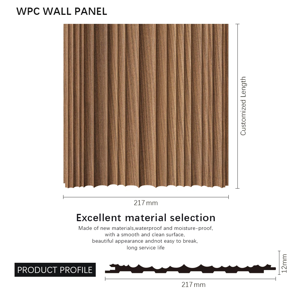 Panel de pared de WPC moderno y personalizable, dise&ntilde;o gr&aacute;fico, impermeable y absorbente de sonido, con tama&ntilde;os personalizados para decoraci&oacute;n de paredes interiores